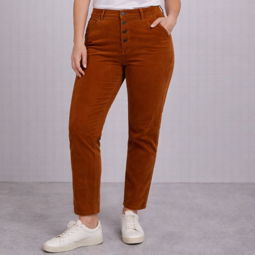 CAbi Corduroy Pants Womens Size 4 Brown High Rise Button Fly